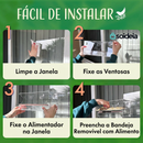 Alimentador de pássaros para janela com ventosas fortes e bandeja para sementes