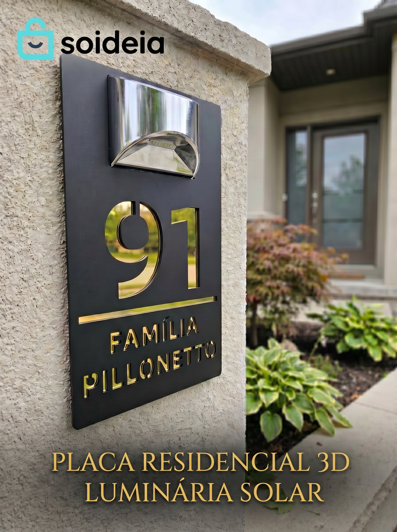 Placa Residencial e comercial personalizada com energia Solar!